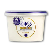 EOSS 经典味希腊酸奶 500g 盒装正面图，白色包装印有紫色品牌 Logo 及澳洲制造标识。