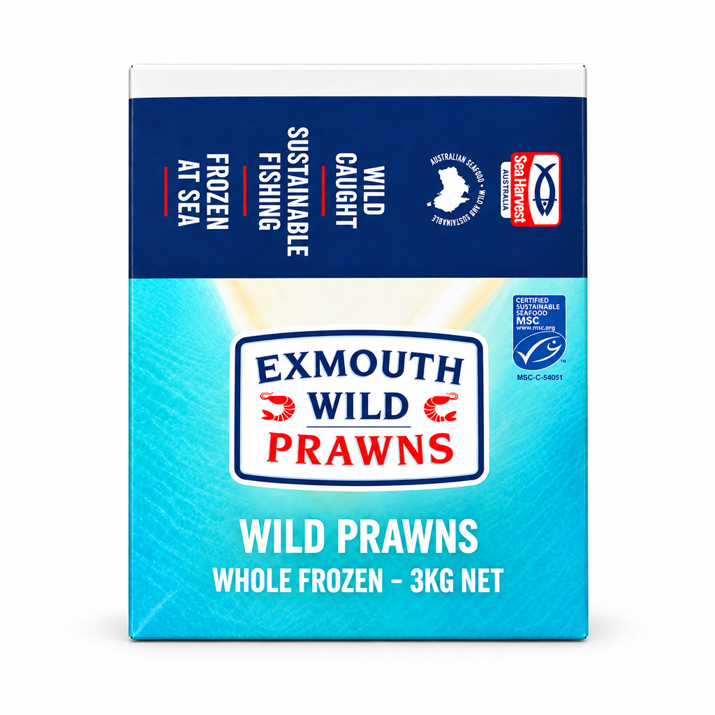 Exmouth 野生整只冷冻虾 3kg 产品包装