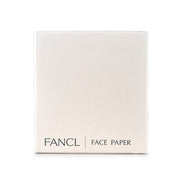 FANCL 吸油面纸白色包装盒正面图，底部印有黑色品牌 Logo 和产品名称。