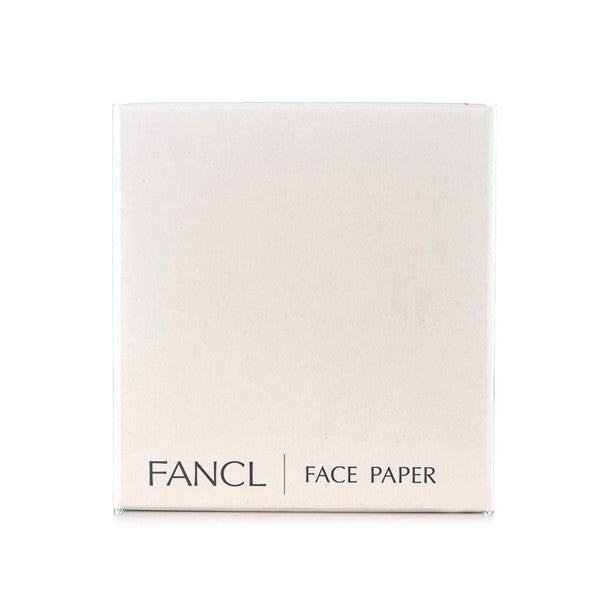 FANCL 吸油面纸白色包装盒正面图，底部印有黑色品牌 Logo 和产品名称。