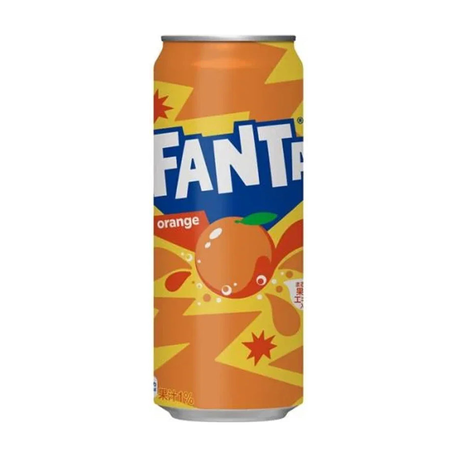 芬达橙汁味碳酸饮料500ml罐装，瓶身印有橙子图案和Fanta标志