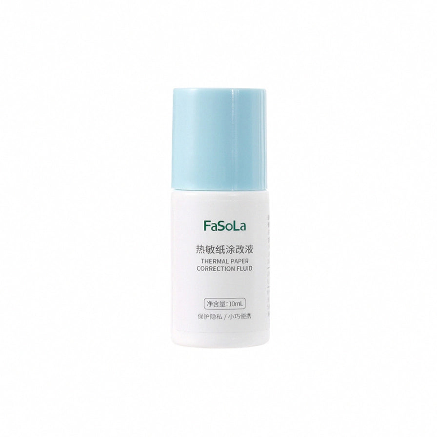 FaSoLa 热敏纸涂改液瓶身正面，蓝色瓶盖，标注 10mL
