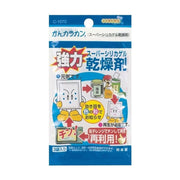 食品级硅胶干燥剂外包装，正面印有强力干燥剂日文字样，展示了用于海苔、茶叶罐的示意图以及微波炉加热再利用的说明，左下角标注3袋入及日本制。