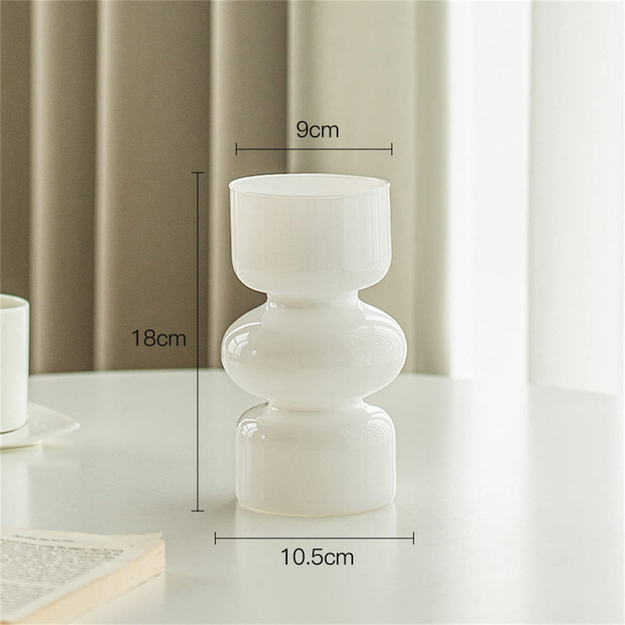 法式中古风白色玻璃花瓶的尺寸标注图，显示高度为18cm，口径为9cm，底径为10.5cm。