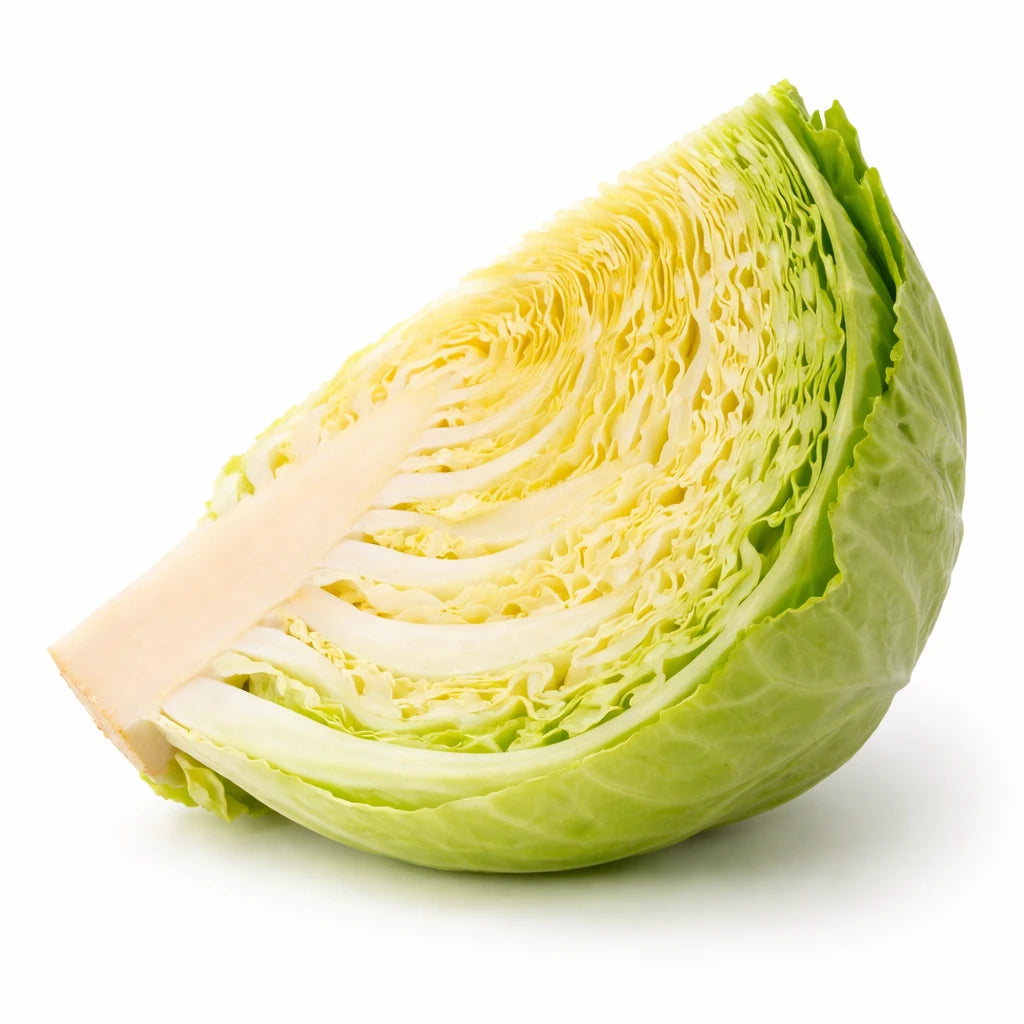 1/4 切块的新鲜高丽菜，叶片清甜爽脆，适合小家庭或独居者直接下锅烹饪。