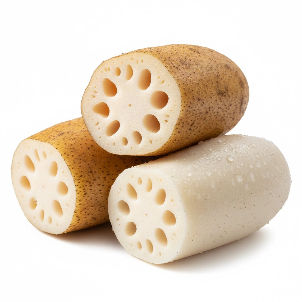 500g 新鲜莲藕特写，表皮洁白完整，适合炖汤或清炒