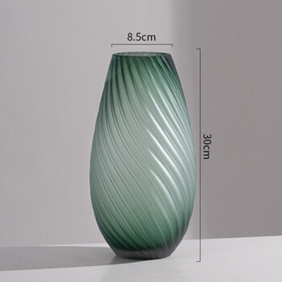 蒙砂绿玻璃花瓶的尺寸标注图，显示高度为30cm，瓶口直径为8.5cm。