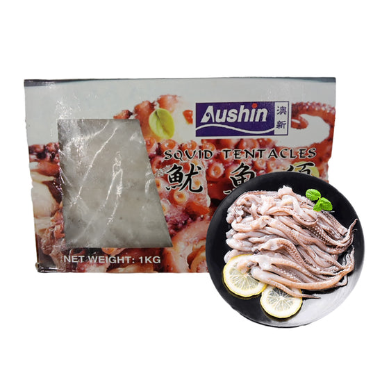鱿鱼须特写图，展示肉质纹理与新鲜度，适用于火锅或爆炒场景