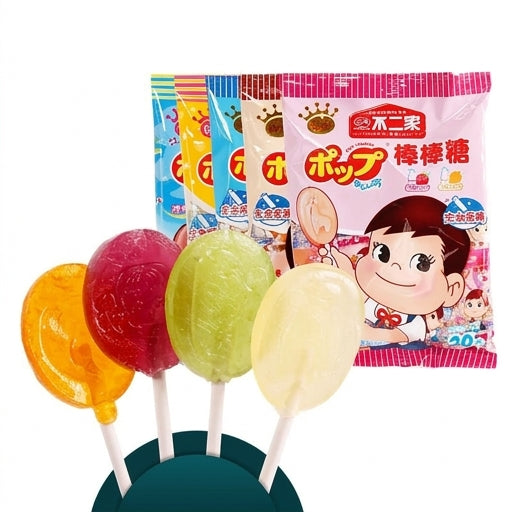 日本不二家牛奶妹护齿水果味棒棒糖多口味混合包装展示