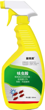 富培美呋虫胺蟑螂喷剂 500ml 瓶身正面展示，白色按压喷头设计