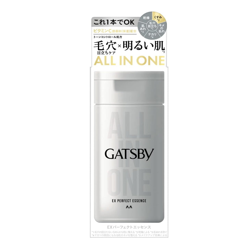 GATSBY 灰色瓶身男士三合一护肤乳液，专为收缩毛孔和提亮肤色设计