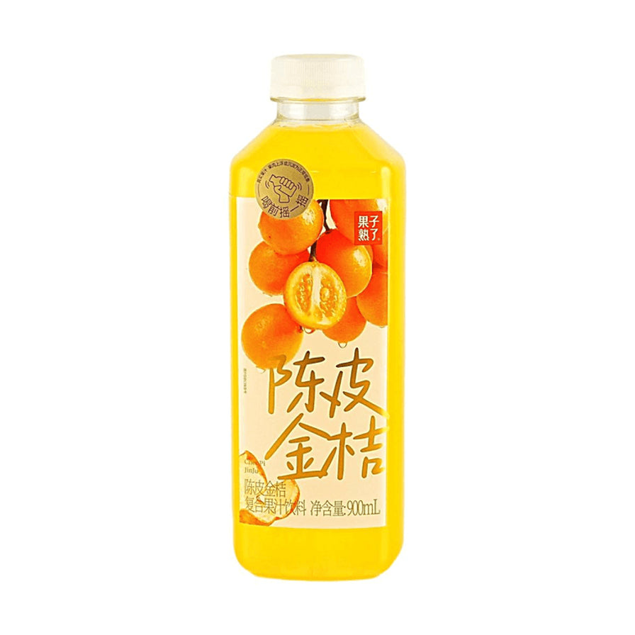 果子熟了陈皮金桔复合果汁饮料900ml瓶装正面图