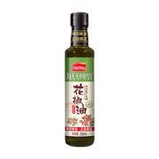 海天天赐良谷花椒油250ml瓶装正面图，白色标签印有红色花椒图案，标注四川原产花椒。