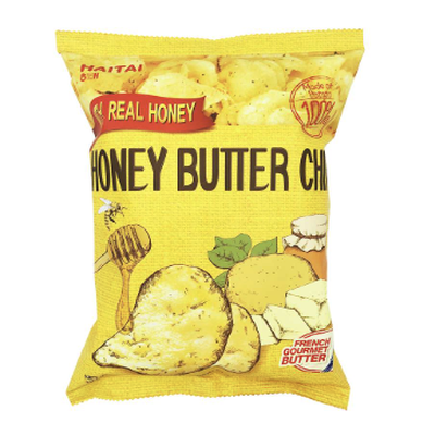 韩国海太蜂蜜黄油薯片 60g 包装正面图，展示品牌标志与产品口味信息