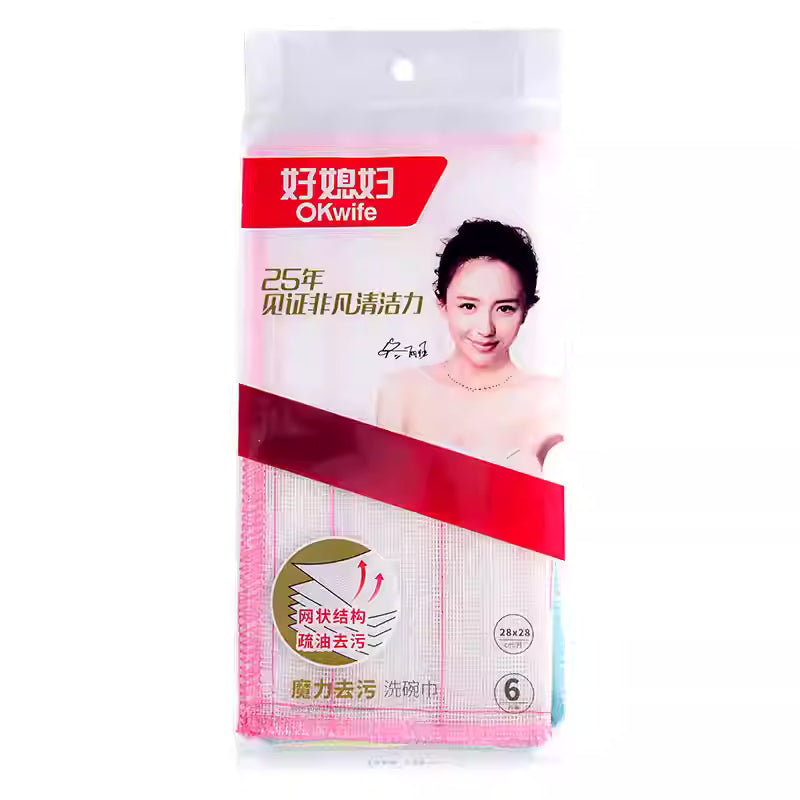 好媳妇 AGW - 4990 厨房去油洗碗布 6 片装，高密度纤维材质，适合清理重油污和擦拭台面。