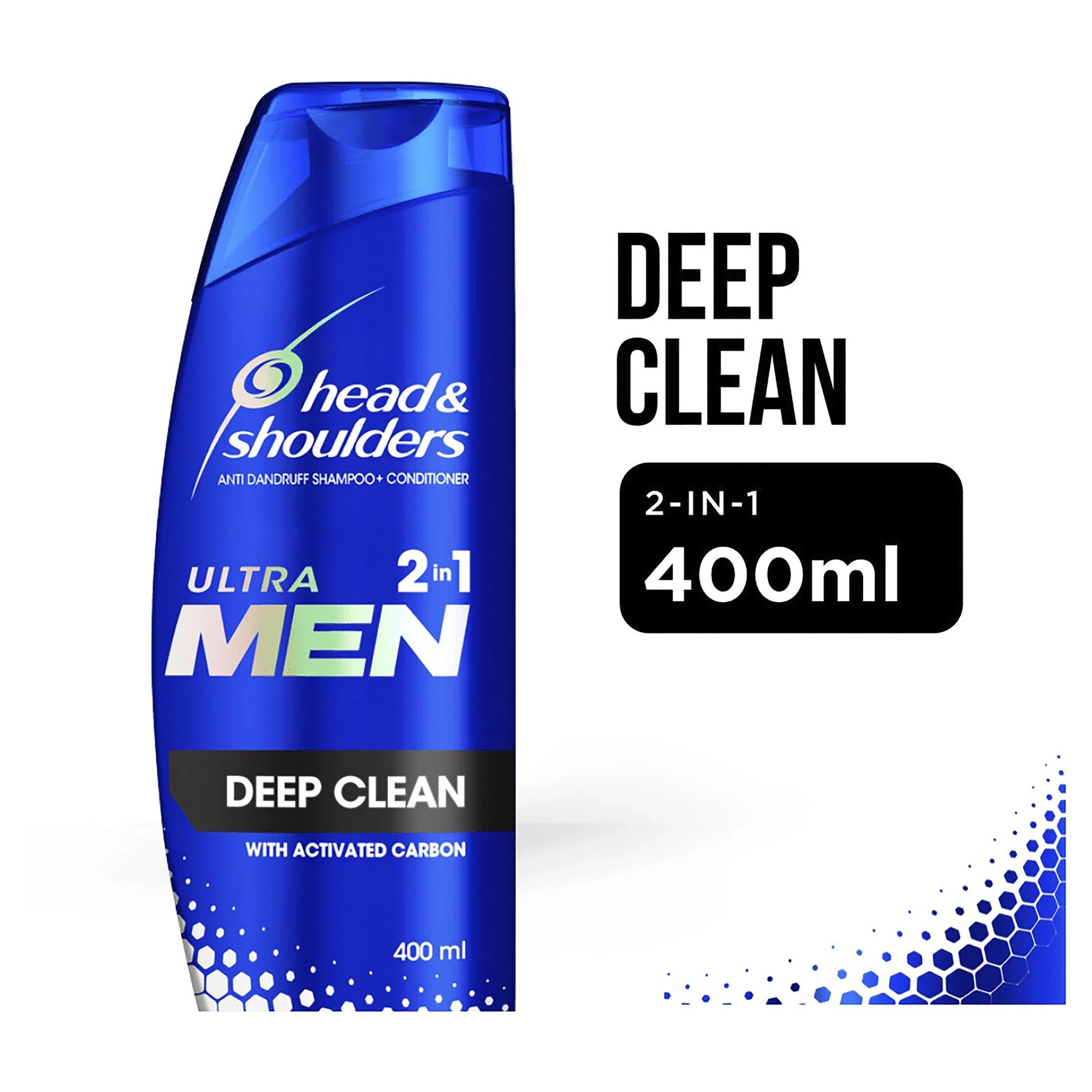 海飞丝男士专用 2 合 1 洗发沐浴露 400ml 深度清洁型带英文卖点文字说明图