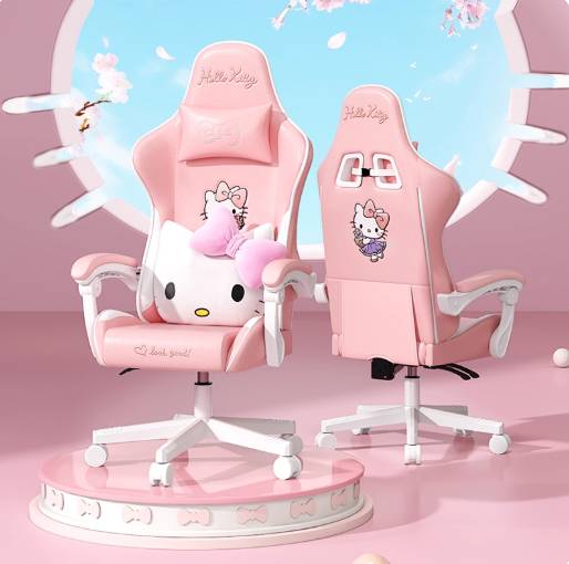 Hello Kitty 粉色人体工学电脑椅 可躺升降 游戏办公椅