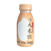 盒马大米饮230g瓶装正面图，白色背景，瓶身印有大米饮字样及五常大米来源标识。