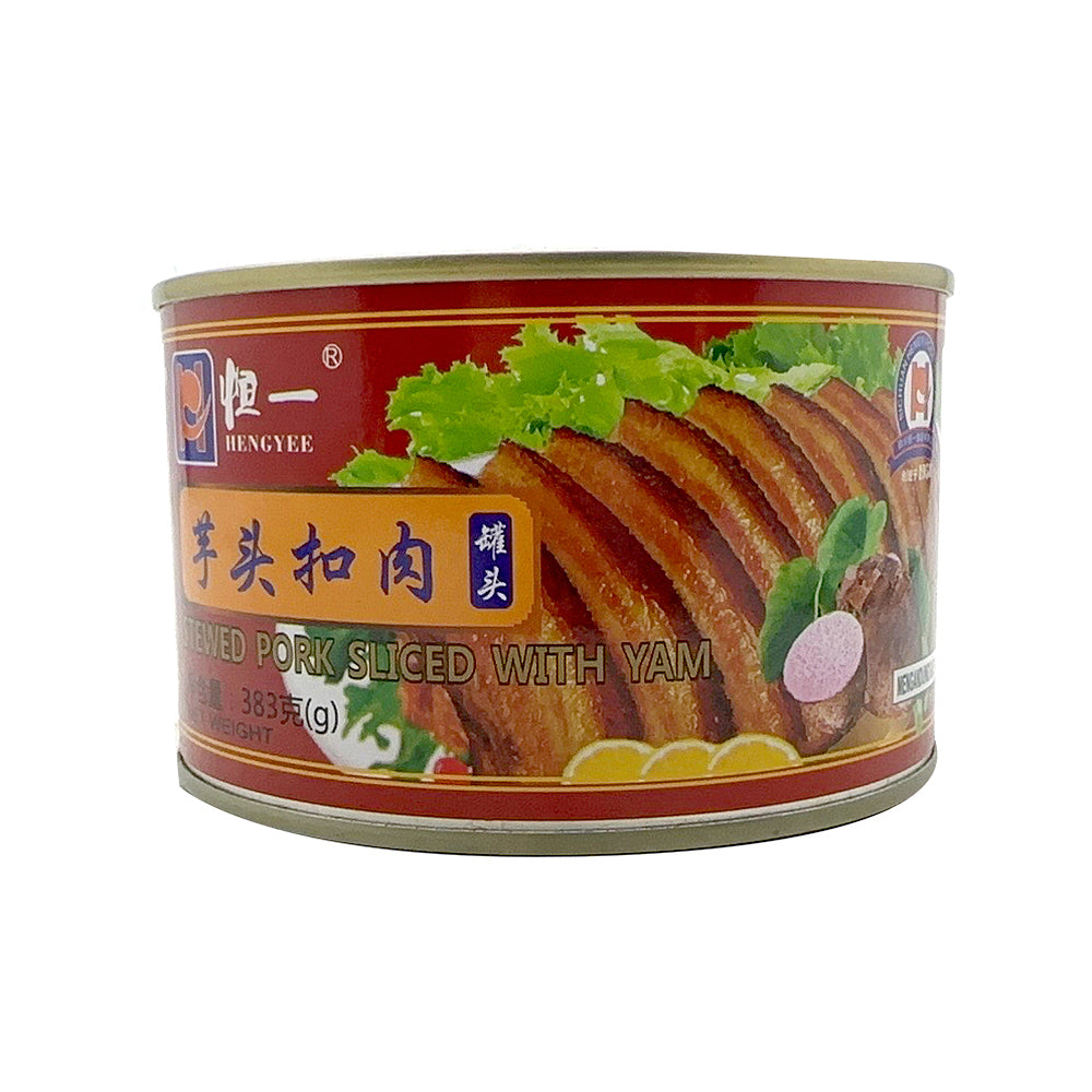 恒一芋头扣肉罐头开罐实拍，粉糯芋头与红烧肉层层叠叠，酱汁浓郁。