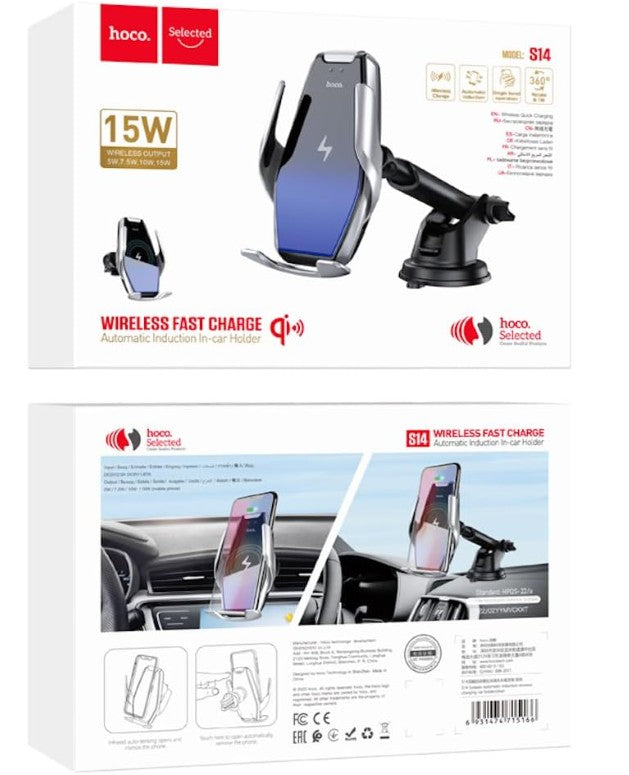 HOCO S14 车载无线充电手机支架 15W 自动感应