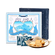 白色恋人风味曲奇饼干独立包装特写，展示金黄酥脆的纹理和铝箔袋细节。