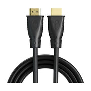 HP 惠普 HDMI 2.1 视频连接线，展示 24K 镀金接头细节与黑色纯铜线身，白色背景。