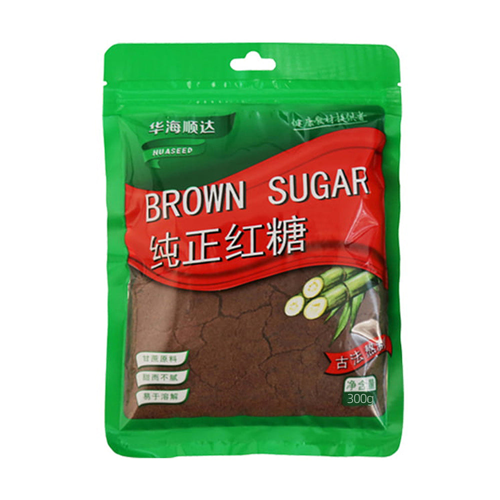 华海顺达纯正红糖 300g 包装正面图，展示品牌与产品细节