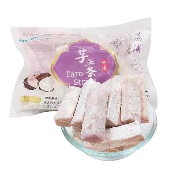 Hundred Fresh 荔浦芋头条冷冻包装正面图，净含量 454g