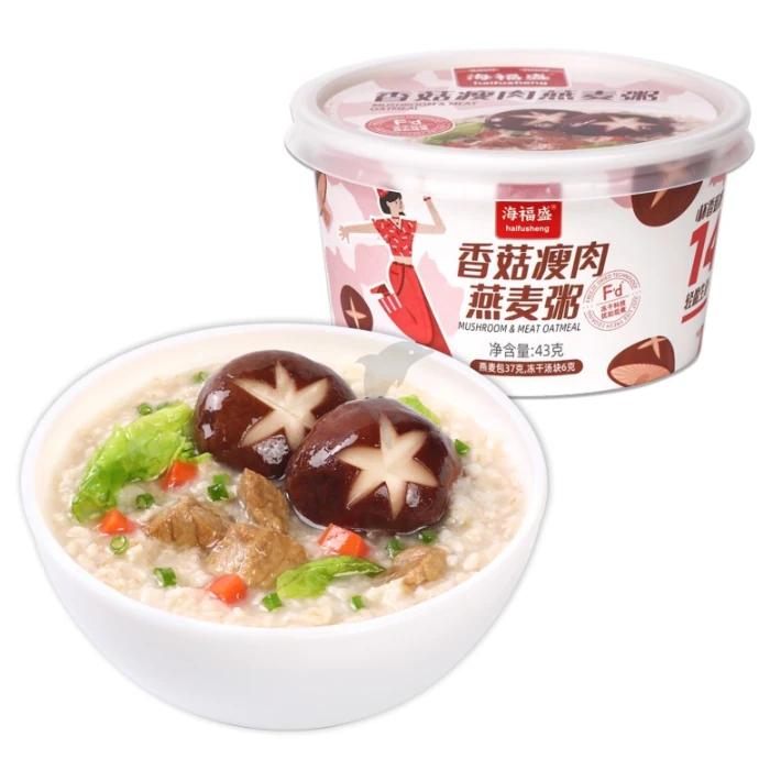 海福盛香菇瘦肉味冻干燕麦粥单杯包装正面图