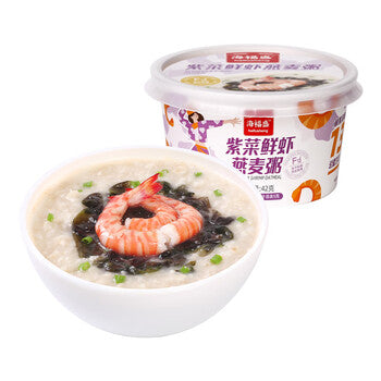 海福盛紫菜鲜虾味冻干燕麦粥单杯包装正面图