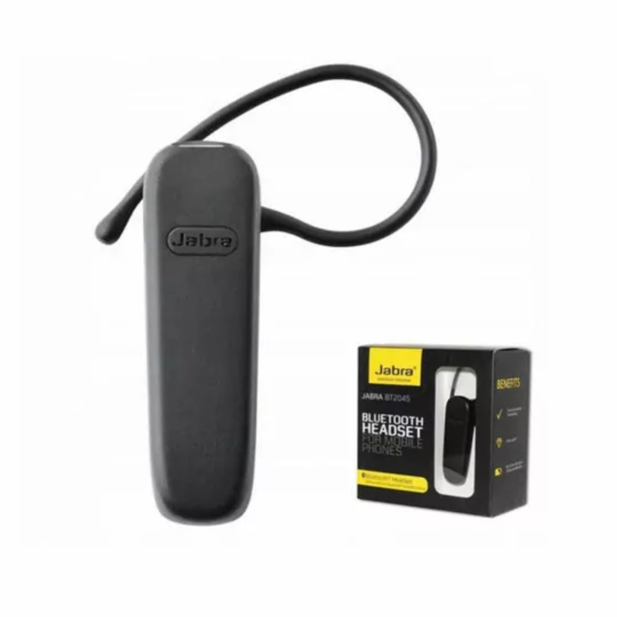 Jabra BT2045 无线蓝牙耳机及其黑色零售包装盒展示