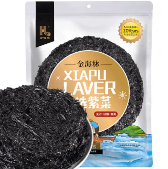 金海林霞浦头水紫菜 100g 防潮拉链铝袋包装正面图