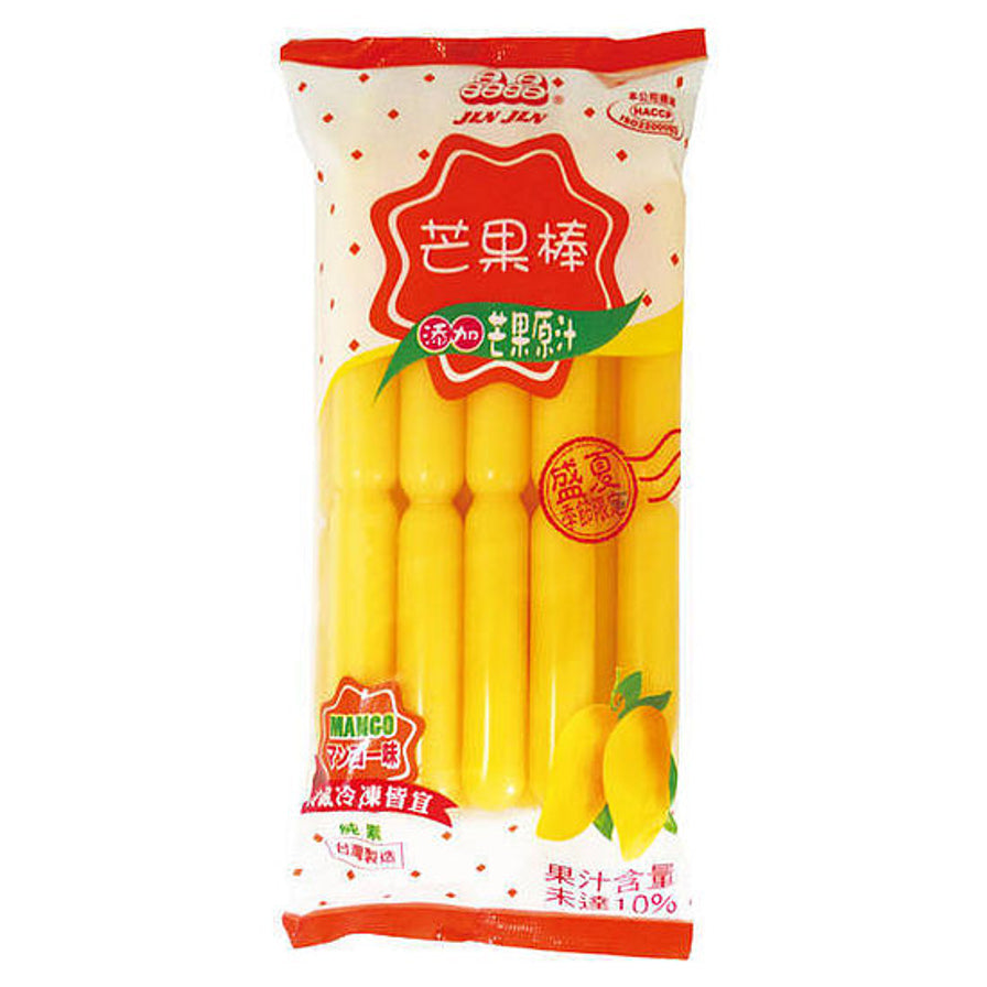 台湾晶晶优格棒包装正面图，蓝色包装标有乳酸菌发酵乳添加