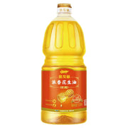 金龙鱼浓香花生油 1.8L 瓶装正面图，透明瓶身展示金黄色油体与红色品牌标签