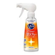 花王 CLEAR 泡沫洗洁精橙香型瓶身正面，展示喷雾泵头与日文包装细节
