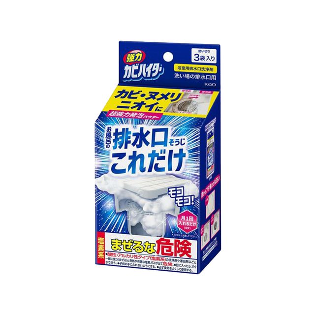 花王浴室排水口发泡除霉清洁粉 40g 独立包装袋正面，展示日文与中文产品标识