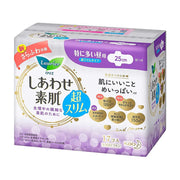 花王乐而雅素肌系列卫生巾紫色包装，25cm量多日用型，超薄护翼设计，17片装。