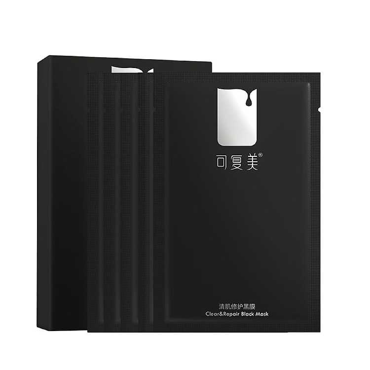 可复美修护黑膜单片正面包装，展示备长炭膜布产品外观