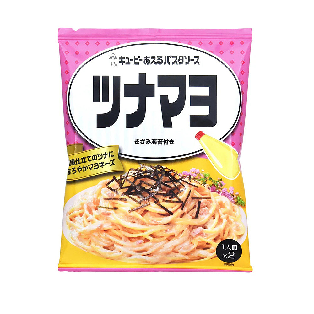 Kewpie 日式金枪鱼蛋黄拌面酱 40g 独立包装正面图，含海苔碎配料展示