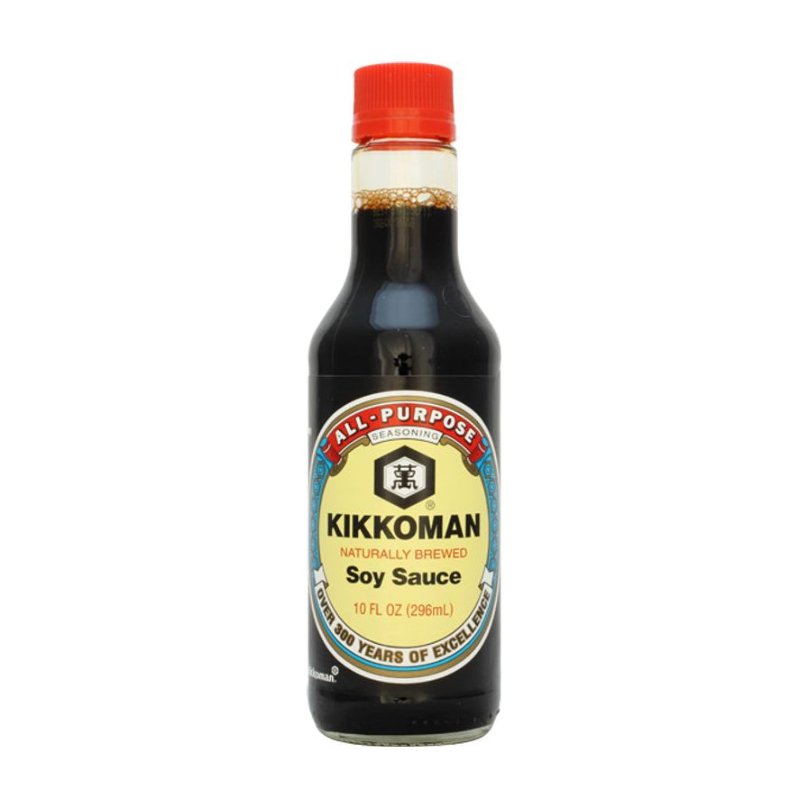 日本万字Kikkoman原味酱油250ml瓶装，红色瓶盖，经典黄色标签。