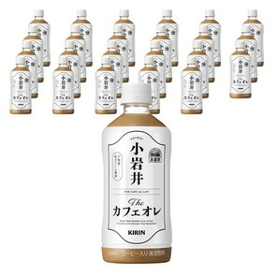 Kirin麒麟小岩井牛奶咖啡500ml整箱规格展示，包含24瓶排列整齐的咖啡欧蕾，适合家庭囤货或办公分享。