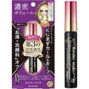 Kiss Me 花漾美姬第三代睫毛膏产品包装与管身正面展示，紫色包装盒搭配粉色渐变盖黑色管体。