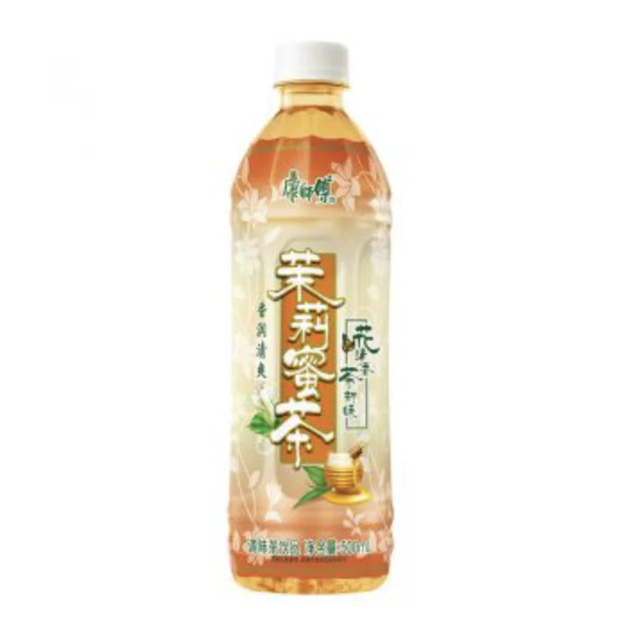 康师傅茉莉蜜茶500ml瓶装，浅橙色包装，花香蜜意。