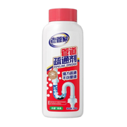老管家管道疏通剂标准装瓶身正面图，白色瓶身配红色标签，展示品牌与产品名称。