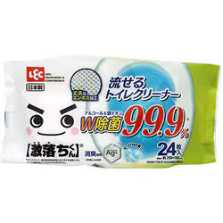 LEC 激落君马桶除菌湿巾包装正面，展示可冲散与银离子消臭标识