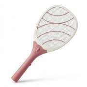 LED 电蚊拍产品特写，展示带有安全防护网的电网结构和手柄设计