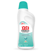 立白漂白水标准装瓶身正面图，白色瓶身配红色标签，展示品牌与产品名称。