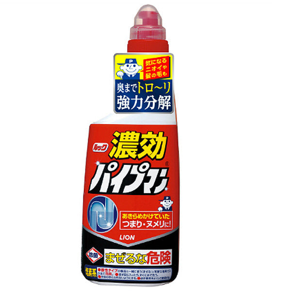 LION 狮王排水管疏通剂 450g 凝胶瓶身正面图，展示品牌标识与产品容量