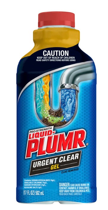 Liquid - Plumr 强力管道疏通凝胶 502ml 瓶身正面图，白色瓶体配蓝色标签