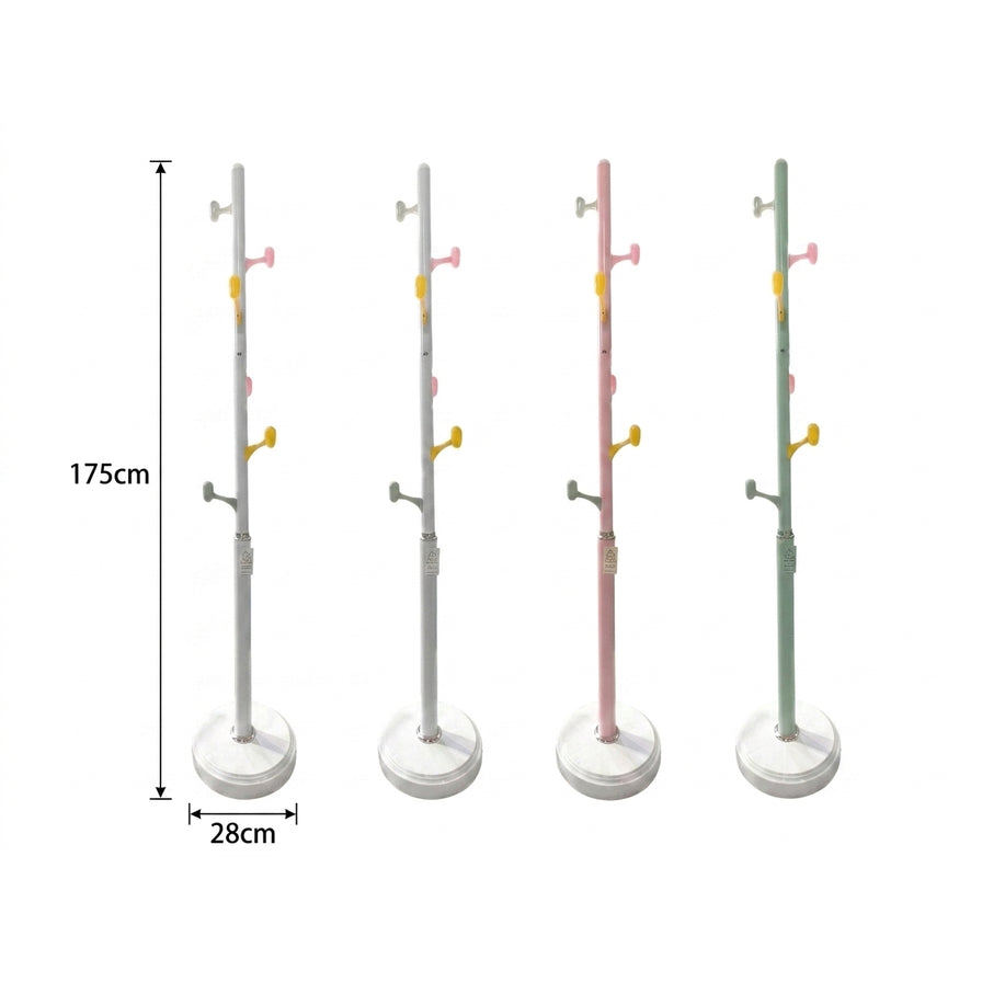 小黄鸭落地衣帽架尺寸标注图，显示高度为175cm，底座直径为28cm。